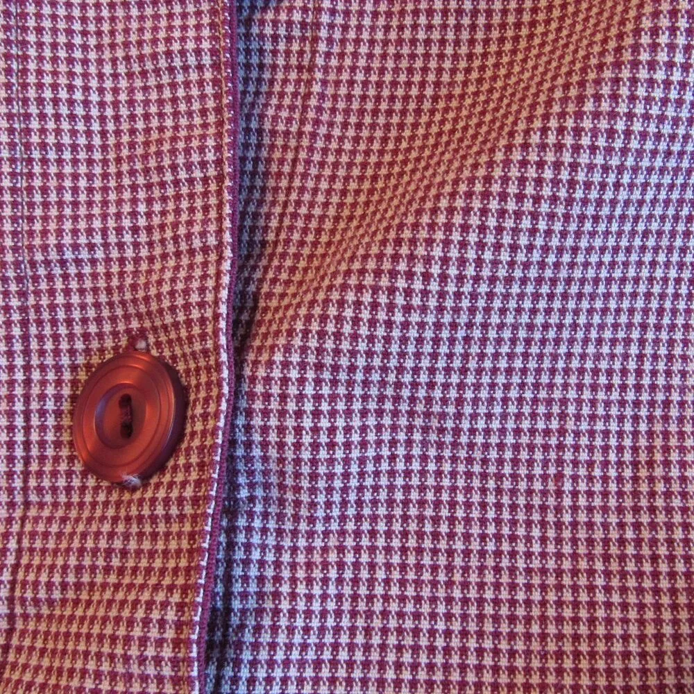 Christopher & Banks Burgundy Gingham Checked Button Up Lightweight Jacket Size S